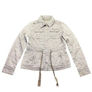 Daughters of the Liberation Gray Herringbone Military Utility Jacket Sz 6 Grunge